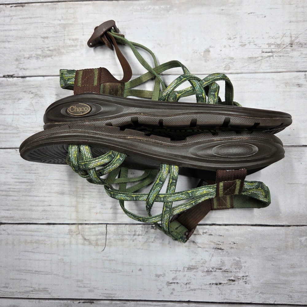 Chaco Z/Cloud 2 Sandal Toe Loop Hiking Women 7 Green Brown J106214 BROKEN BUCKLE - Picture 7 of 11